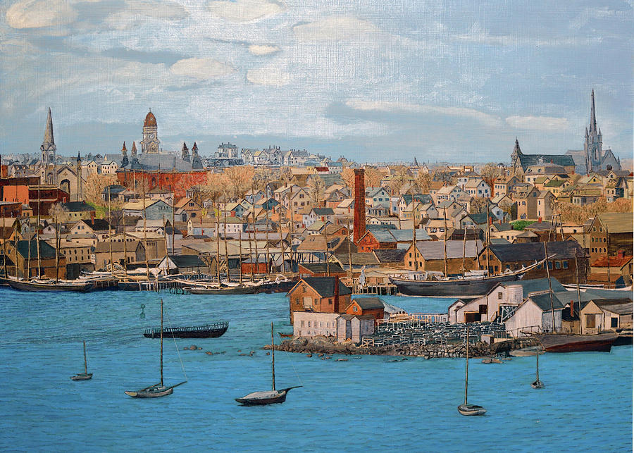 Five Pound Island and City Painting by Laurence Dahlmer