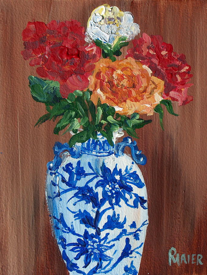 Still Life Painting - Five Roses by Pete Maier
