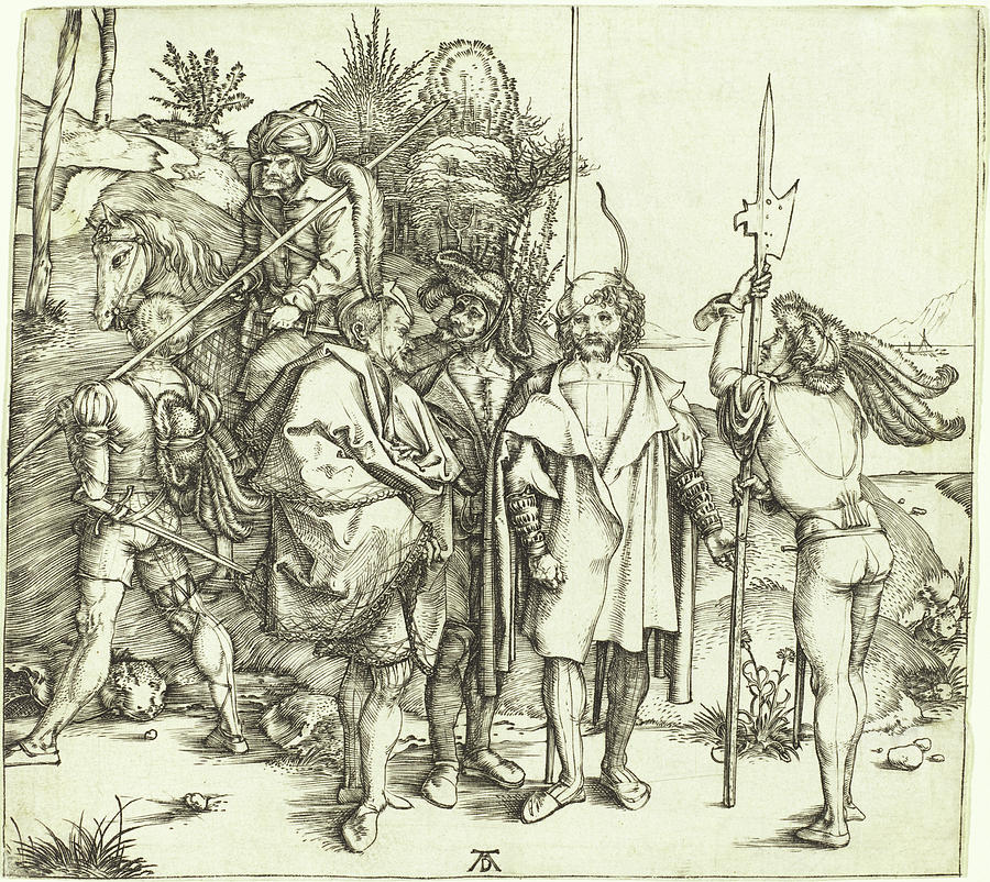 Five Soldiers and a Turk on Horseback Drawing by Albrecht Durer