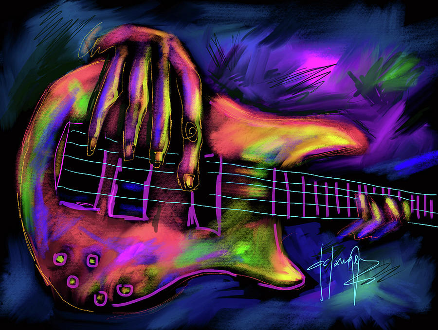 Five String Bass Painting by DC Langer
