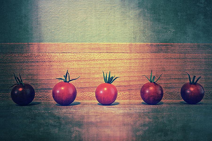 Five Tomatoes Photograph by Michelle Calkins