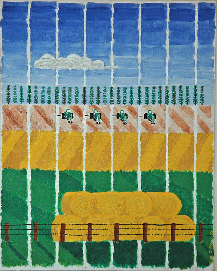 Five Tractors Painting by Jesse Jackson Brown