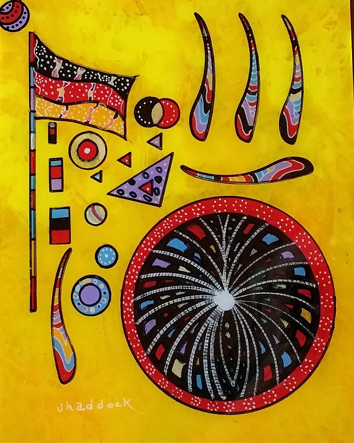 Abstract Painting - Five Tribes In Yellow.245 by James Haddock