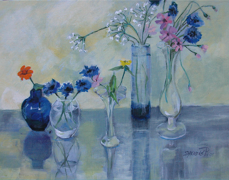Five Vases Painting by Synnove Pettersen