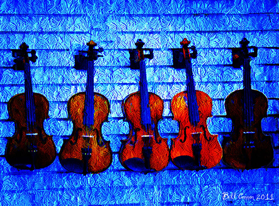 Five Violins Photograph by Bill Cannon