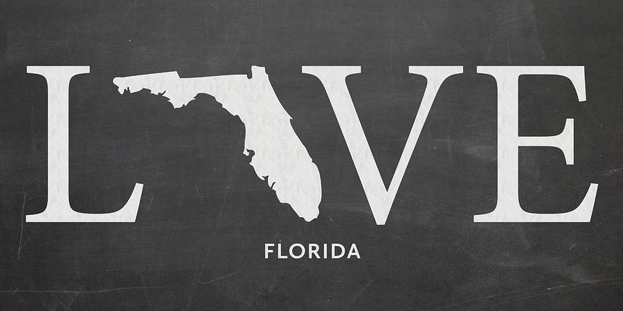 Florida Map Mixed Media - FL Love by Nancy Ingersoll