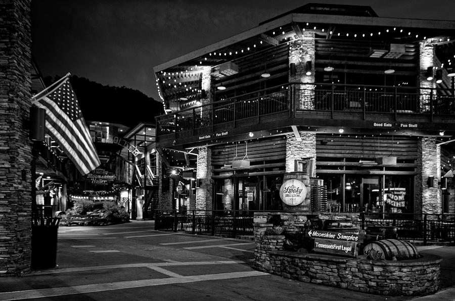 Flag Photograph - Flag And Moonshine In Black And White by Greg and Chrystal Mimbs