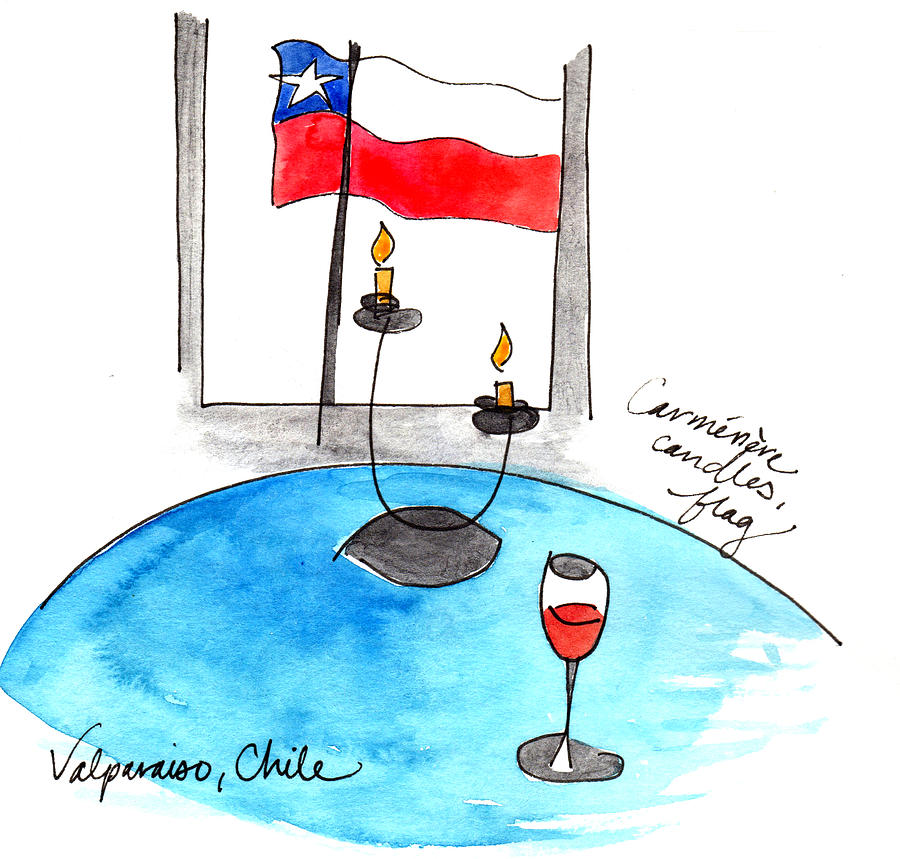 Flag and wine Painting by Anna Elkins