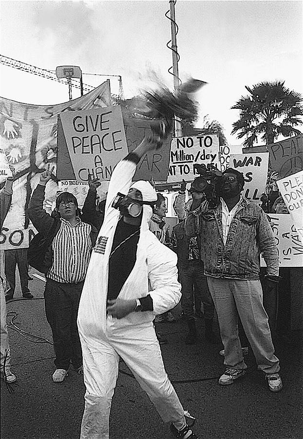 Flag burning anti Gulf war rally Tucson Arizona 1991 Photograph by David Lee Guss