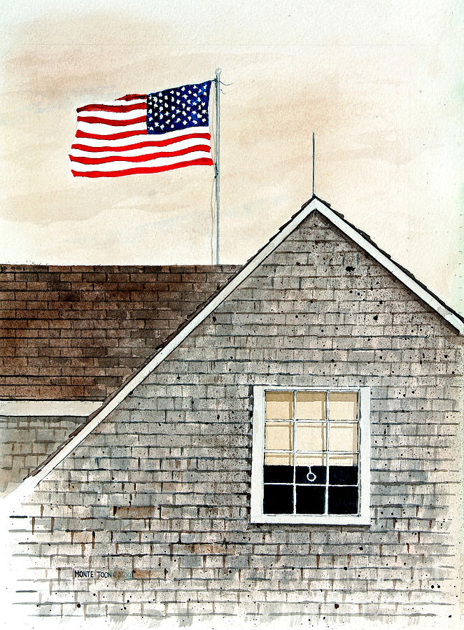 Flag Day Painting by Monte Toon