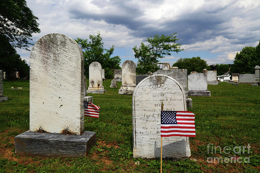 Flag for Memorial Day in Uniontown Cemetery Maryland Photograph by James Brunker