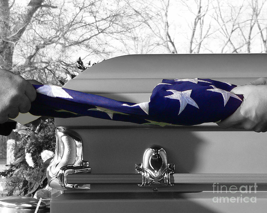 Flag for the Fallen - Selective Color Photograph by Al Powell Photography USA