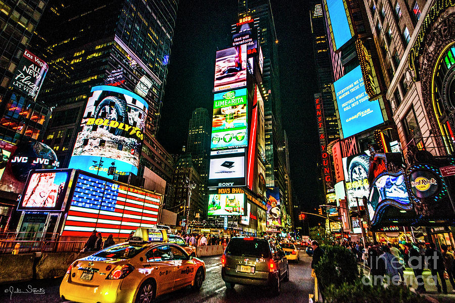 Flag Illuminates Times Square Photograph