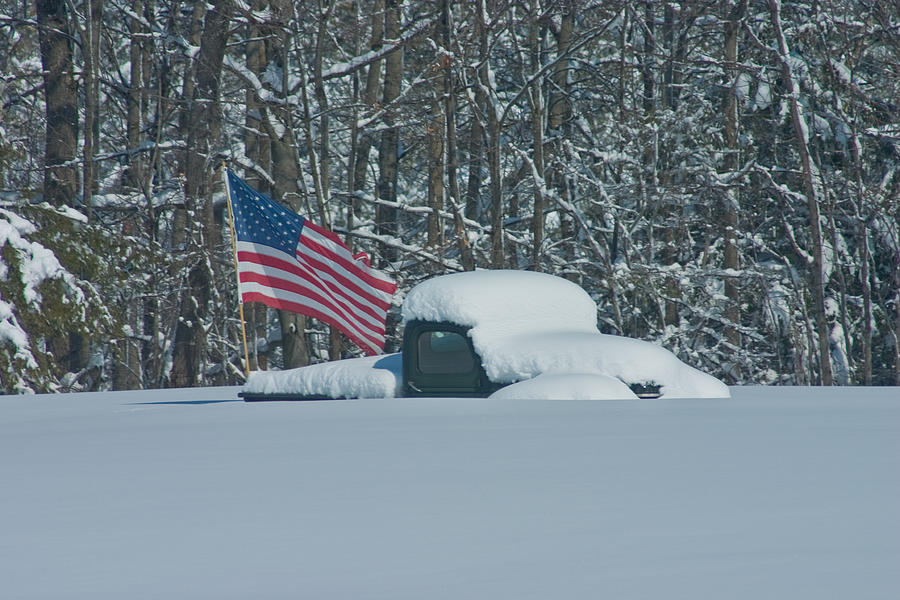 Flag in the snow Photograph by David Bishop
