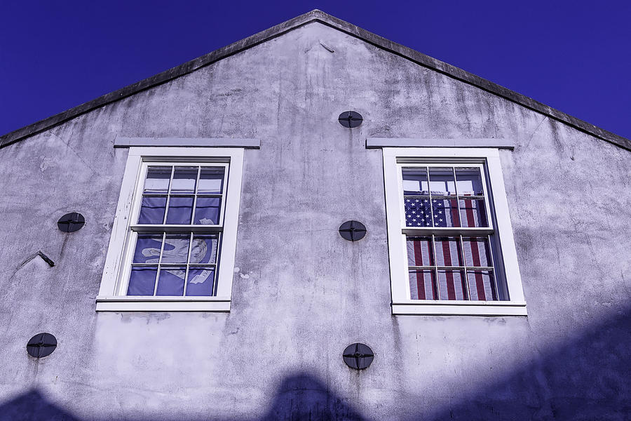 New Orleans Photograph - Flag In Window by Garry Gay