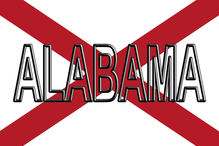 Flag of Alabama Word Digital Art by Roy Pedersen