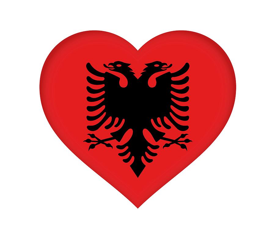 Flag of Albania Heart Digital Art by Roy Pedersen
