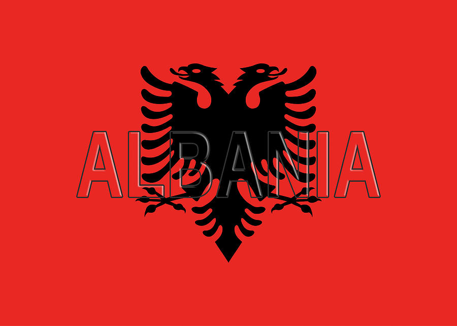 Flag of Albania Word Digital Art by Roy Pedersen