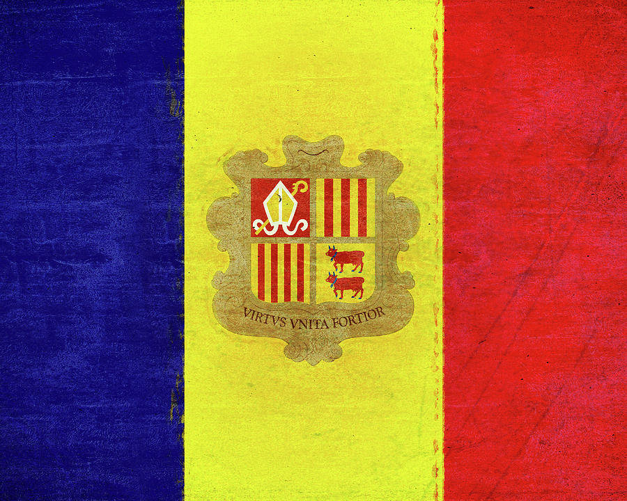 Flag of Andorra Grunge Digital Art by Roy Pedersen