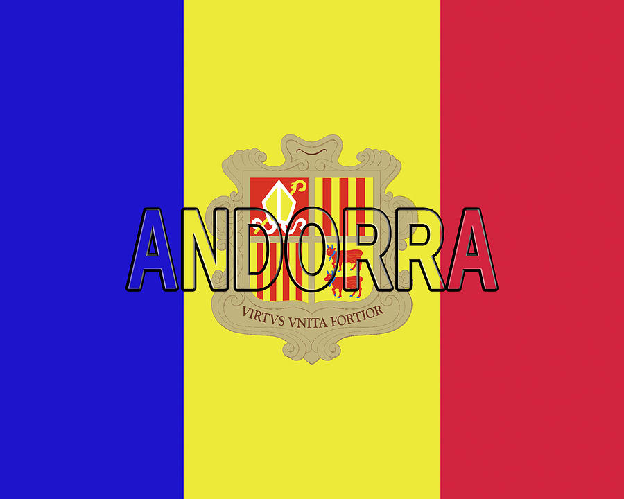 Flag of Andorra Word Digital Art by Roy Pedersen