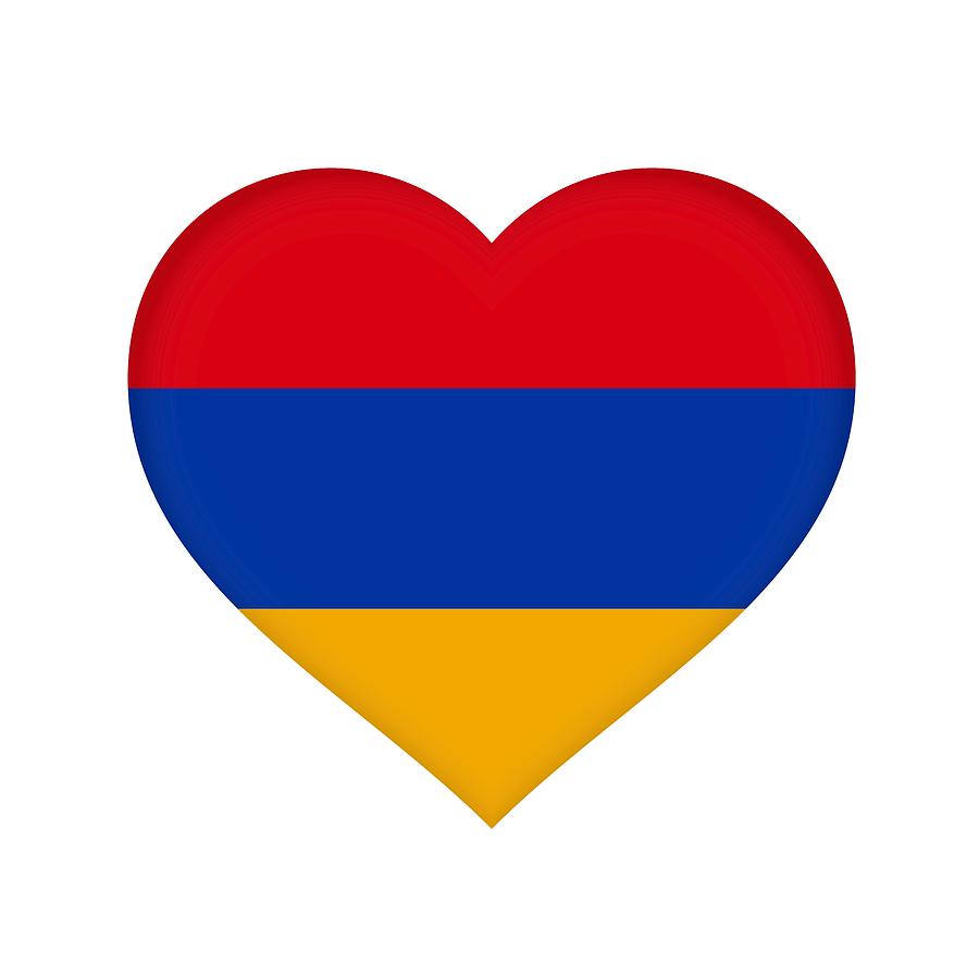 Flag of Armenia Heart Digital Art by Roy Pedersen