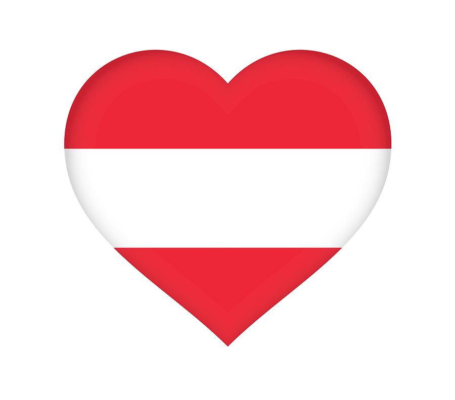 Flag of Austria Heart Digital Art by Roy Pedersen