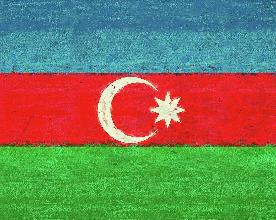 Flag of Azerbaijan Grunge Digital Art by Roy Pedersen