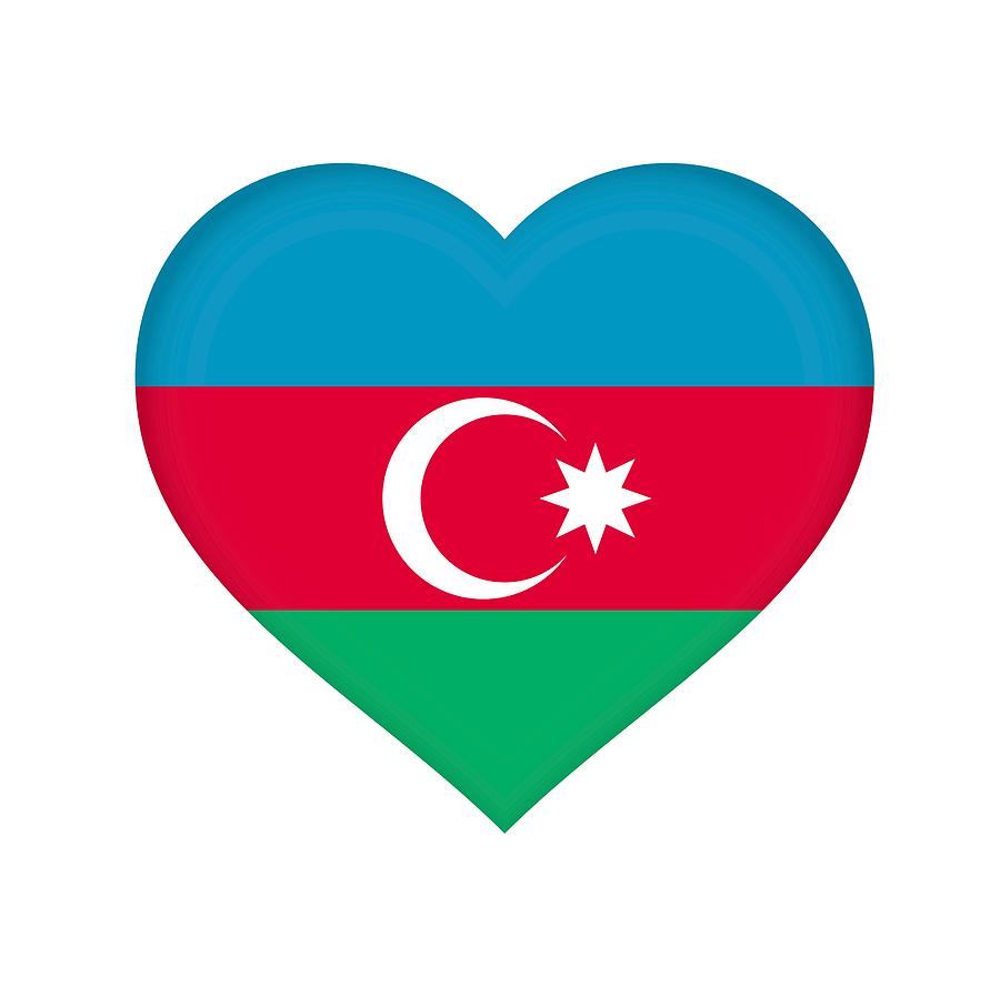 Flag of Azerbaijan Heart Digital Art by Roy Pedersen