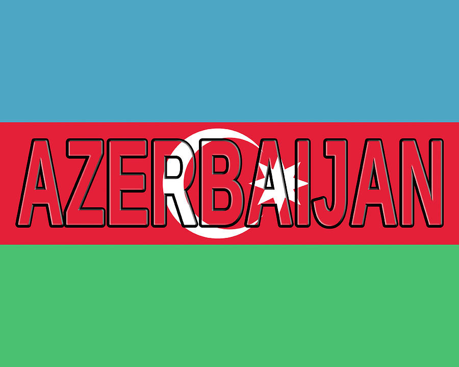 Flag of Azerbaijan Word Digital Art by Roy Pedersen