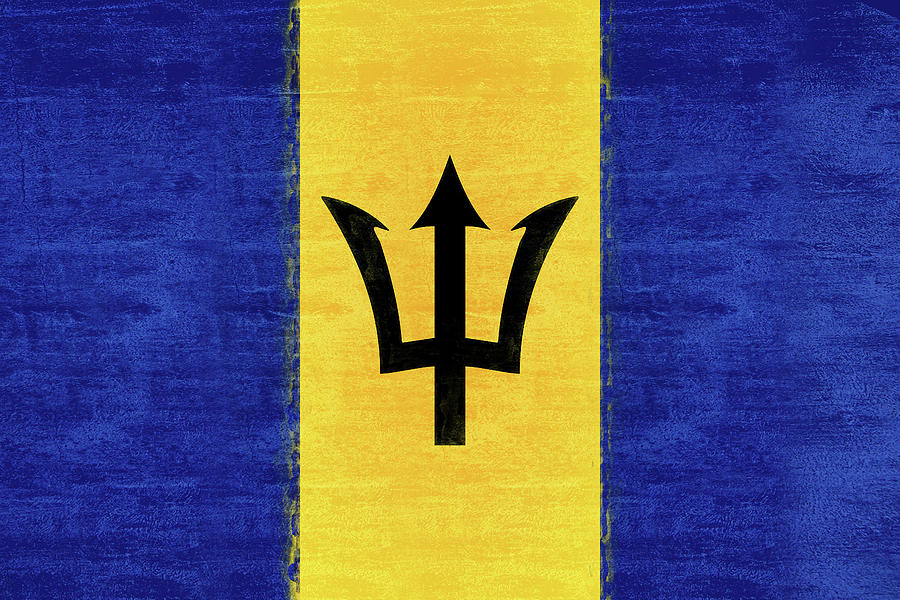Flag of Barbados Grunge Digital Art by Roy Pedersen