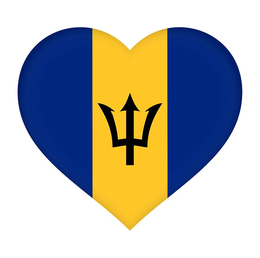 Flag of Barbados Heart Digital Art by Roy Pedersen