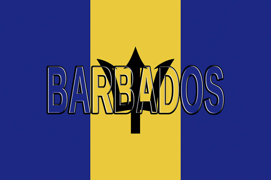 Flag of Barbados Word Digital Art by Roy Pedersen