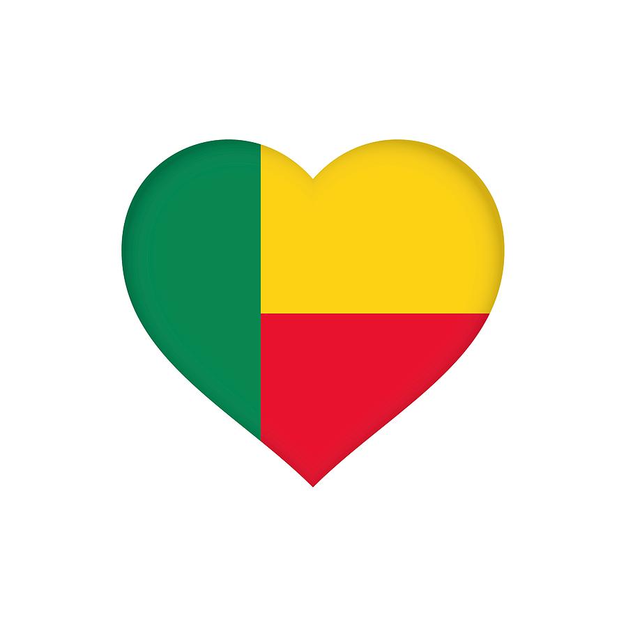 Flag Digital Art - Flag of  Benin Heart by Roy Pedersen