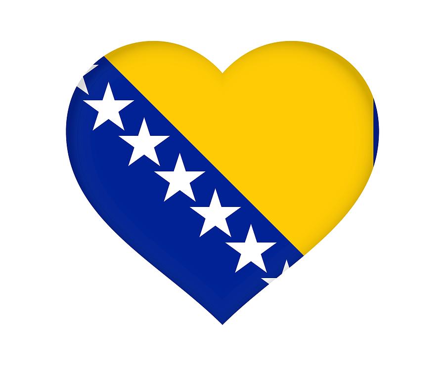 Flag of Bosnia and Herzegovina Heart Digital Art by Roy Pedersen