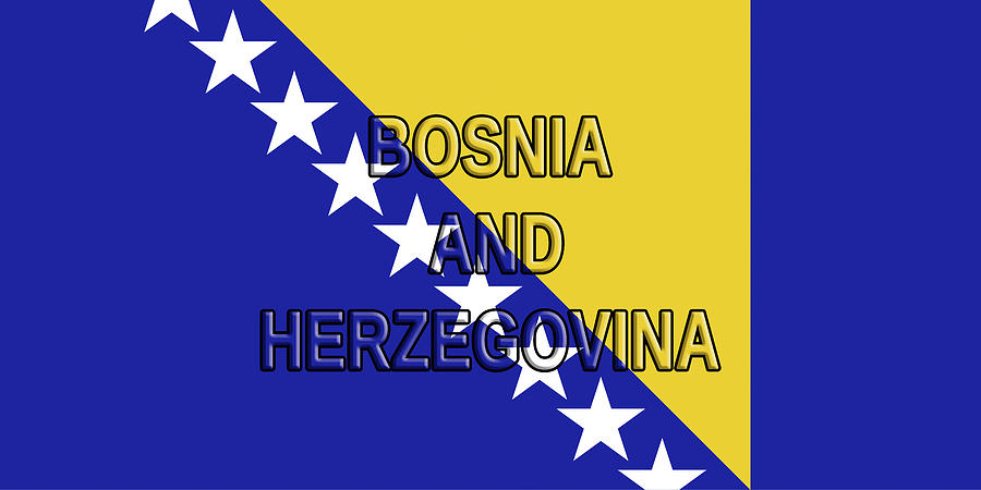 Flag of Bosnia and Herzegovina Word Digital Art by Roy Pedersen