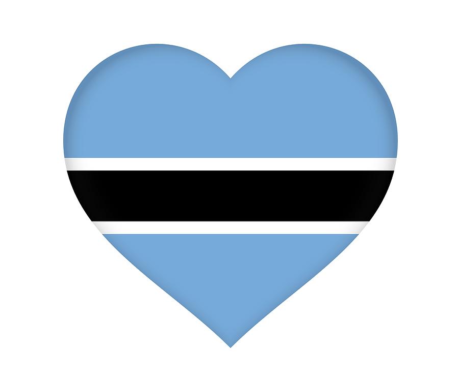 Flag of Botswana Heart Digital Art by Roy Pedersen