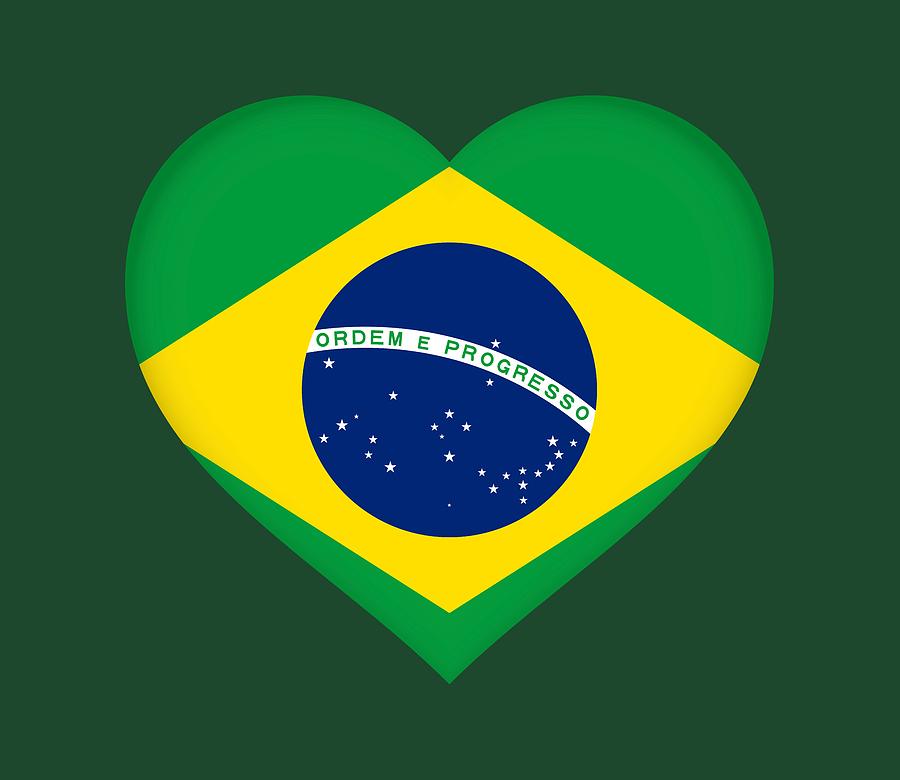 Flag of Brazil Heart Digital Art by Roy Pedersen