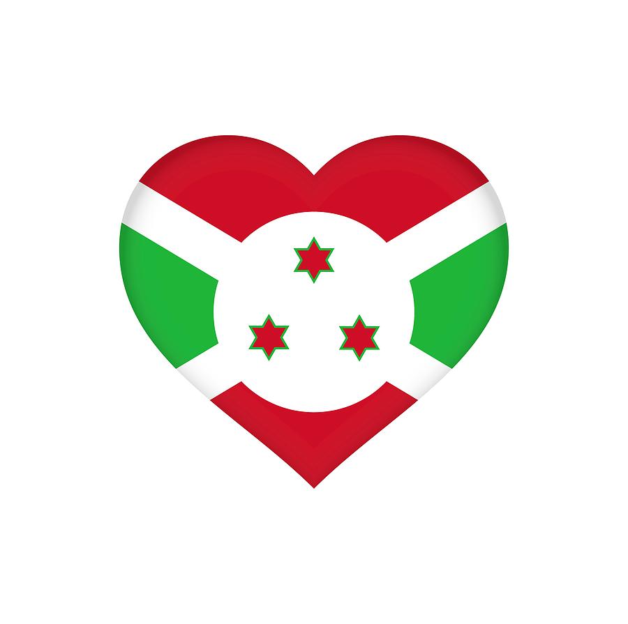 Flag of Burundi Heart Digital Art by Roy Pedersen