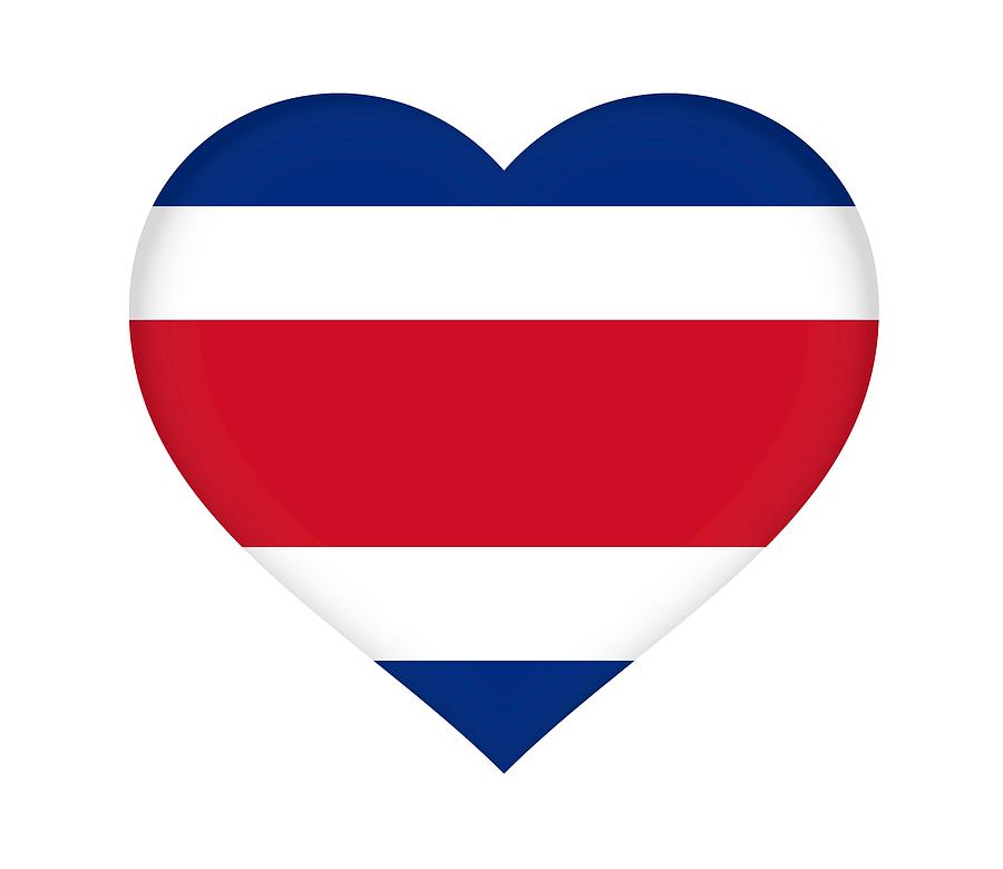Flag of Costa Rica Heart Digital Art by Roy Pedersen