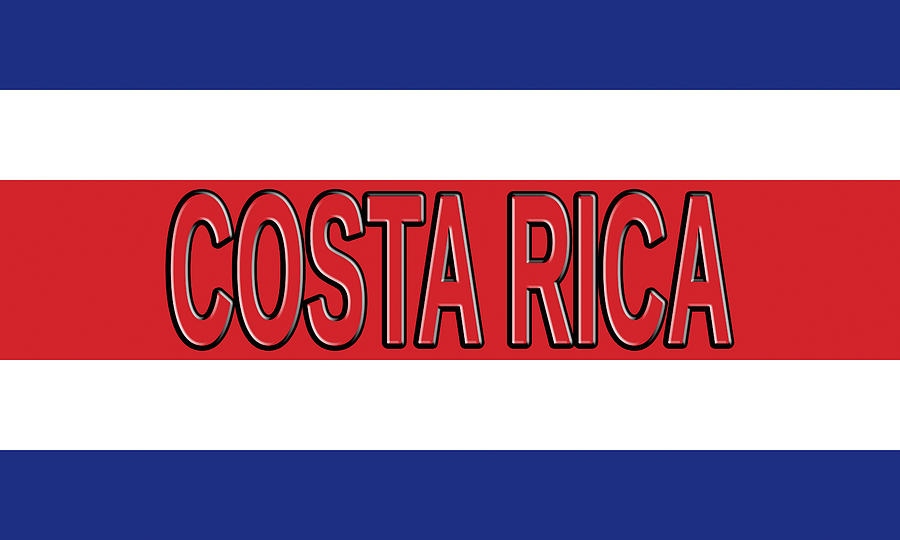 Flag of Costa Rica Word Digital Art by Roy Pedersen