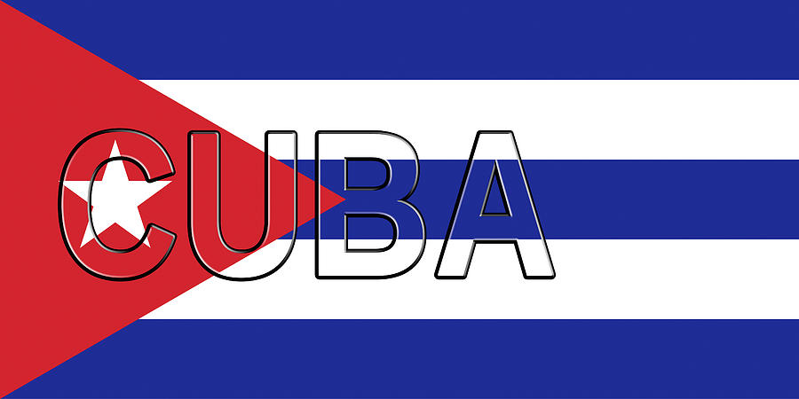 Flag of Cuba Word Digital Art by Roy Pedersen