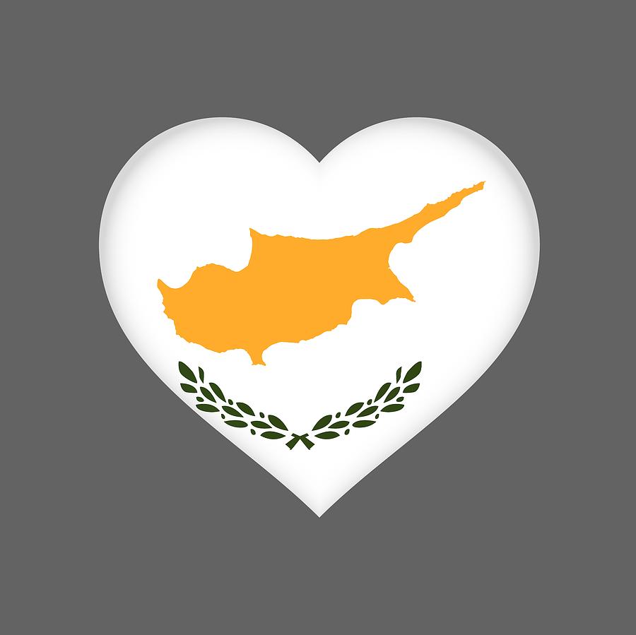 Flag of Cyprus Heart Digital Art by Roy Pedersen