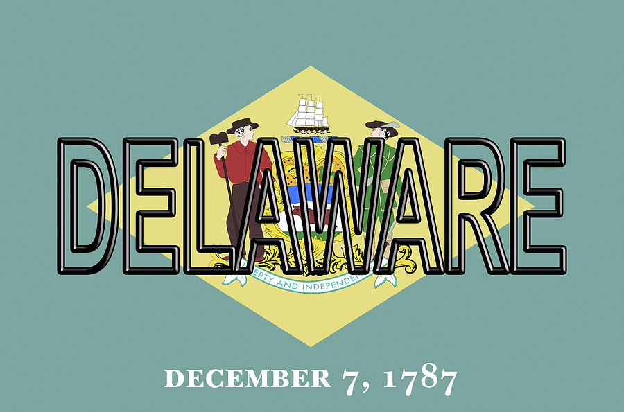 Flag of Delaware Word Digital Art by Roy Pedersen