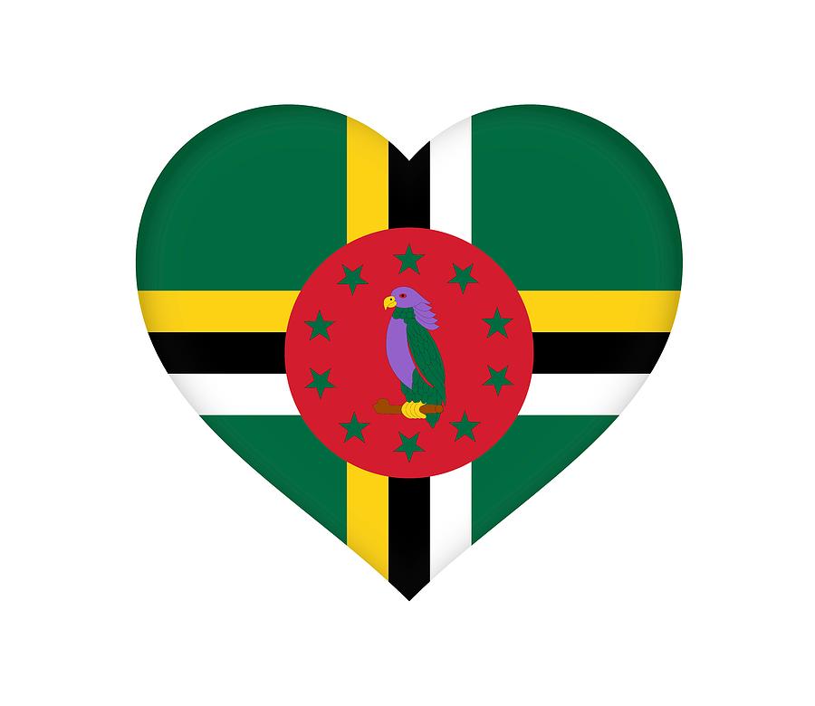 Flag of Dominica Heart Digital Art by Roy Pedersen