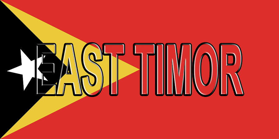 Flag of East Timor Word Digital Art by Roy Pedersen