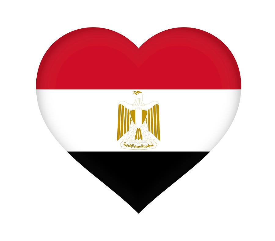 Flag of Egypt Heart Digital Art by Roy Pedersen