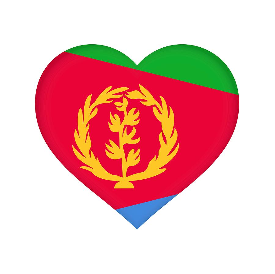 Flag of  Eritrea Heart Digital Art by Roy Pedersen