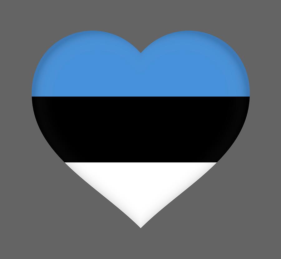 Flag of Estonia Heart Digital Art by Roy Pedersen
