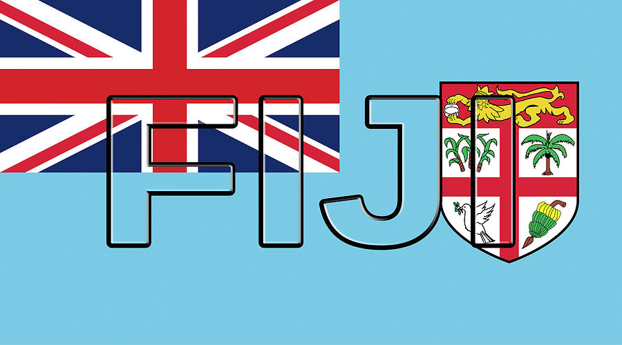 Flag of Fiji Word Digital Art by Roy Pedersen