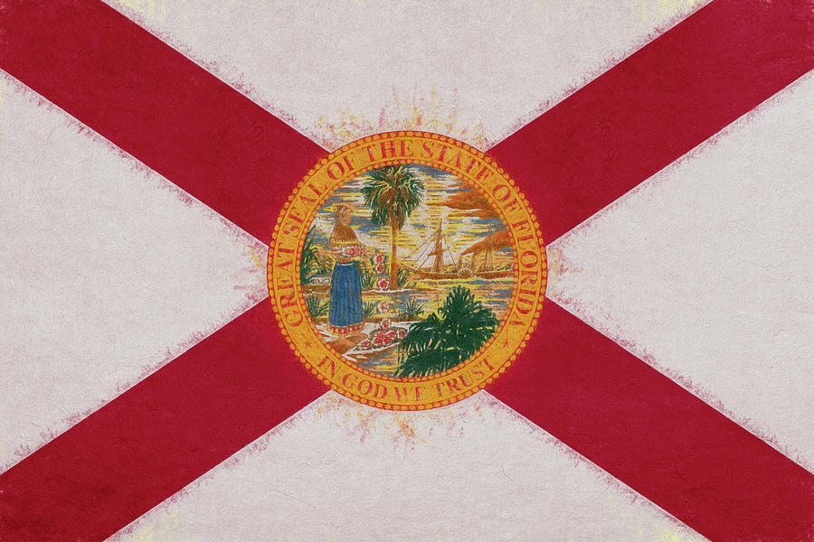Flag of Florida Grunge Digital Art by Roy Pedersen